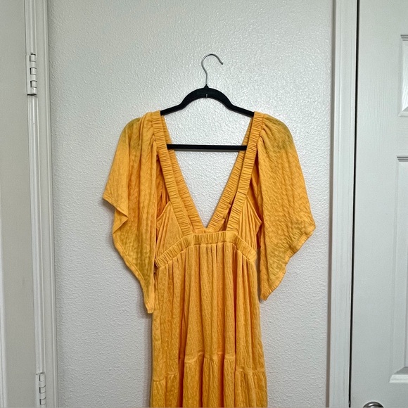 Free People Beach LaLa Maxi Dress Bird of Yellow Boho  NWT Small - Picture 4 of 10